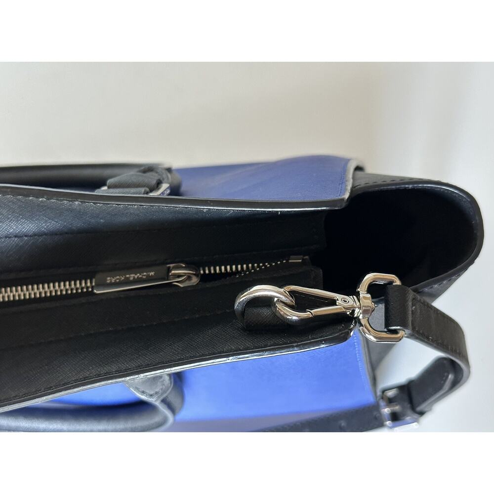 Michael Kors Selma Sapphire/Black LG Leather Satchel Handbag - Picture 7 of 13